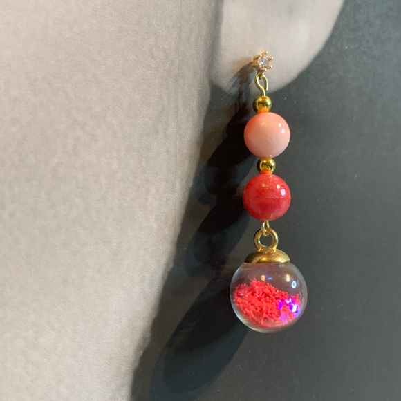 18k Gold Plated Stud Earrings handcrafted Drop pierced Dangle Pierced Earrings - Picture 5 of 17